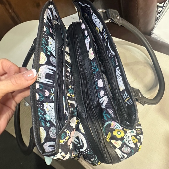 NWT Lily Bloom Black Floral & Animal Print Satchel with Yellow and Pink Accents - Picture 5 of 12